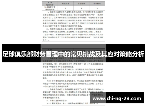 足球俱乐部财务管理中的常见挑战及其应对策略分析